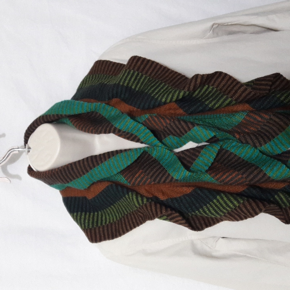 Ann Klein Women Multi Color Scarf Ruffle Boa Fringe Hem Length 63 X 10 N…